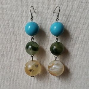 Turquoise and green ball shaped earrings